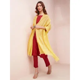 Fabindia Yellow Embroidered Dupatta-picture-44