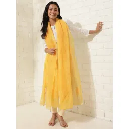 Fabindia Yellow Embroidered Dupatta-picture-43