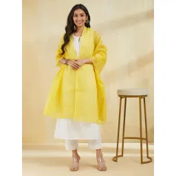 Fabindia Yellow Embroidered Dupatta-picture-41