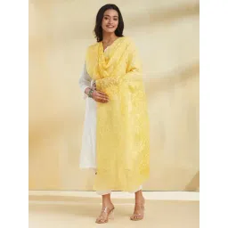 Fabindia Yellow Embroidered Dupatta-picture-39