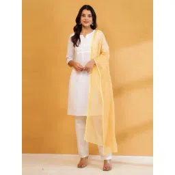 Fabindia Yellow Embroidered Dupatta-picture-38