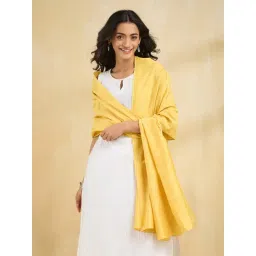 Fabindia Yellow Embroidery Stole image 1