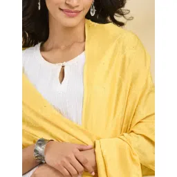Fabindia Yellow Embroidery Stole image 5