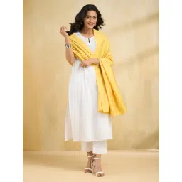 Fabindia Yellow Embroidery Stole image 2