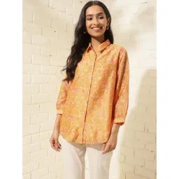 Fabindia Yellow Floral Print Shirt-picture-15