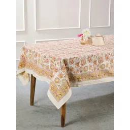 Fabindia Yellow Floral Printed Cotton 6-Seater Table Cover-picture-29