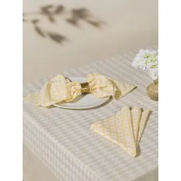Fabindia Yellow Hamza Printed Napkin Set of 6-image-19