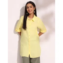 Fabindia Yellow Linen Shirt-picture-46