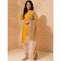Fabindia Yellow Printed Dupatta-picture-29