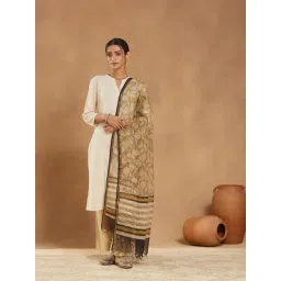 Fabindia Yellow Printed Dupatta-picture-16