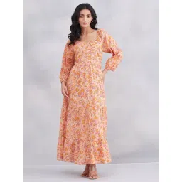 Fabindia Yellow Printed Long Sleeves Dress-picture-14