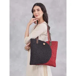 fabindia fashion Fabindia Black Glass Textured Tote Bag-picture-14