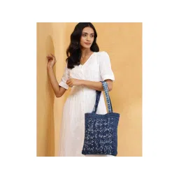 fabindia fashion Fabindia Blue Cotton Printed Tote Bag-picture-13