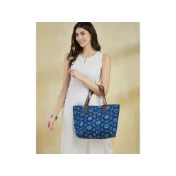 fabindia fashion Fabindia Blue Cotton Printed Tote Bag-picture-11
