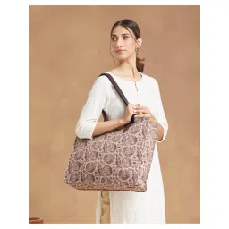 fabindia fashion Fabindia Brown Cotton Tote Bag-picture-25