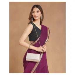 fabindia fashion Fabindia Grey Silk Blend Clutch with Detachable Strap (S)-picture-12