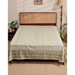 Fabindia Green Tarinika Cotton Printed Bed Cover-picture-40