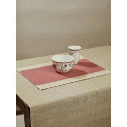 Fabindia Home Cerise Brown & Beige Cotton 525 GSM Table Mats - Set of 6-picture-31
