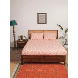 Fabindia Home Coral Cotton 118 TC Single Bed Sheet with 1 Pillow Cover-picture-36