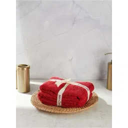 fabindia home Fabindia Amaya Red Cotton 550 GSM Face Towel - Set of 2-picture-23