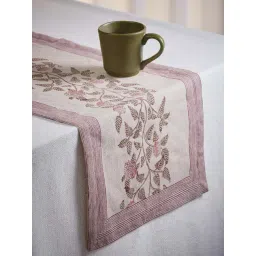 fabindia home Fabindia 'Ayira' Beige & Pink Cotton Table Runner - Set of 1-picture-14