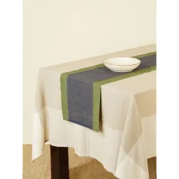 fabindia home Fabindia Green & Indigo Cotton 110 TC 525 GSM Zeeya Large Table Runner-picture-29