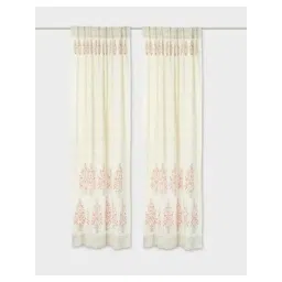 fabindia home Fabindia Kathit Beige & Pink 5 ft. Window Curtain - Single Piece-picture-43