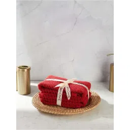 fabindia home Fabindia Nina Red Cotton 550 GSM Hand Towel - Set of 2-picture-27