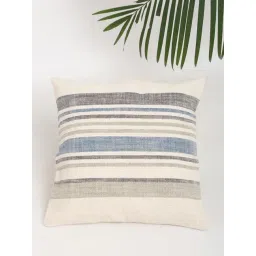 fabindia home Fabindia Off White & Blue Cotton Solid Cushion Cover-picture-16