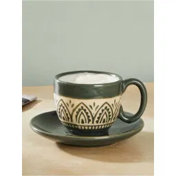 fabindia home Fabindia Olive Ceramic Leela Cup & Saucer (0.2 L)-picture-12