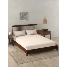 fabindia home Fabindia Peach Cotton 180 TC King Bed Sheet With Pillow Covers-picture-17