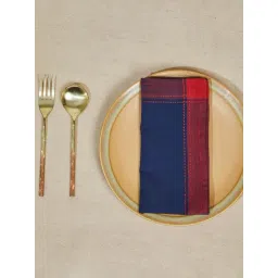 fabindia home Fabindia Red & Indigo Cotton 92 TC 125 GSM Tanka Napkin - Set of 6-picture-18