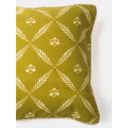 Fabindia Home Green Cotton Printed Amaltas Cushion Cover image 3