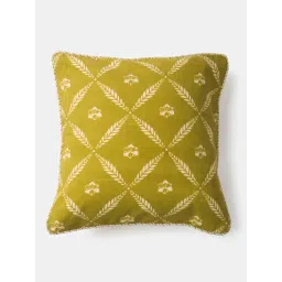 Fabindia Home Green Cotton Printed Amaltas Cushion Cover image 2