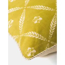 Fabindia Home Green Cotton Printed Amaltas Cushion Cover image 5