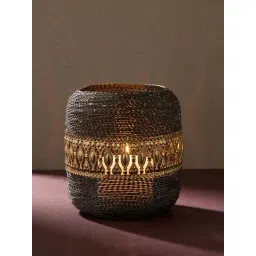 Fabindia Home Grey & Gold Metal Antiqued Kashi T-Lite Holder-picture-11