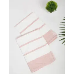 Fabindia Home Kani White & Pink Cotton Towel Set - Set Of 2-picture-41