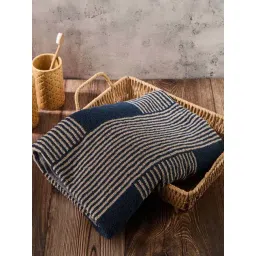 Fabindia Home Ladder Stripe Taupe & Navy Cotton 570 GSM Medium Towel-picture-46