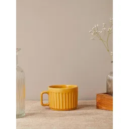 Fabindia Home Maaya Ochre Ceramic Tea Cup (250ml)-picture-21