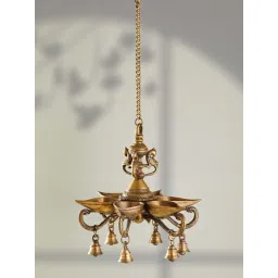 Fabindia Home Mehnoor Golden Metal Hanging Bird Oil Lamp-picture-13