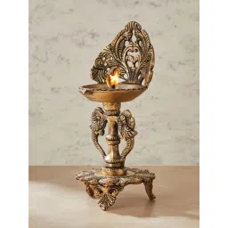 Fabindia Home Mehnoor Golden Metal Oil Lamp-picture-11