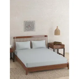 Fabindia Home Nile Grey Cotton 92 TC Double Bedsheet with 2 Pillow Covers-picture-34