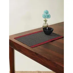 Fabindia Home Paatee Black & Red Cotton 550 GSM Mats - Set of 6-picture-38