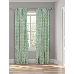 Fabindia Home Paro Teal Cotton Hand Block Printed Curtain 7 Feet-picture-27