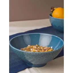 Fabindia Home Roma Blue Ceramic Small Serving Bowl (600ml)-picture-33