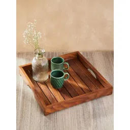 Fabindia Home Sheesham Brown Wood Tray-picture-42