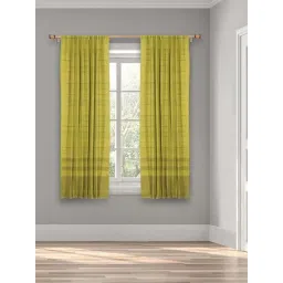 Fabindia Home Standalone Green Cotton Hand Woven Curtain 7 Feet-picture-30