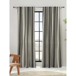 Fabindia Home 'Trushita Devan' Light Grey & Black Cotton 5 ft Window Curtain - Single Piece-picture-12