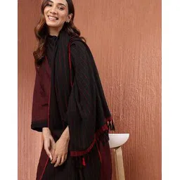 Women Fabindia Black Wool Stole-picture-23