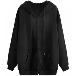 fabitto Solid Fleece Black Zipper Full Sleeves Hooded Neck Regular fit Jacket for Men Women-picture-57